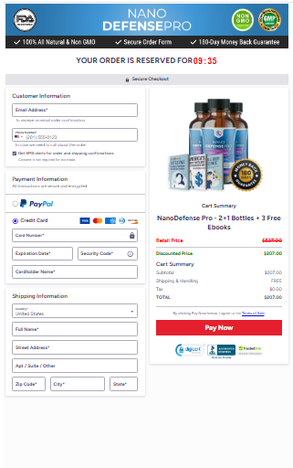 NanoDefense Pro order page